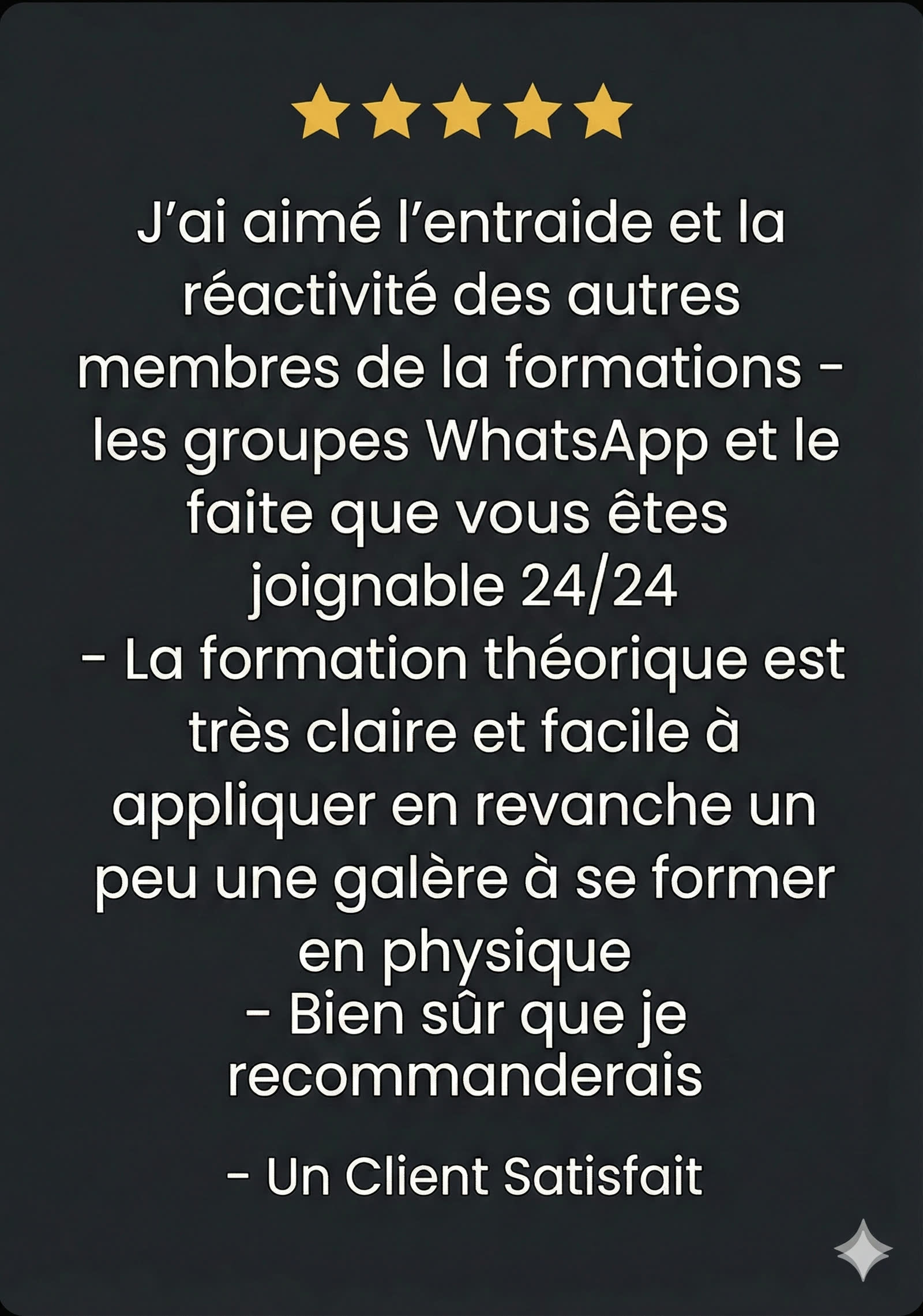Témoignage 5★ — entraide