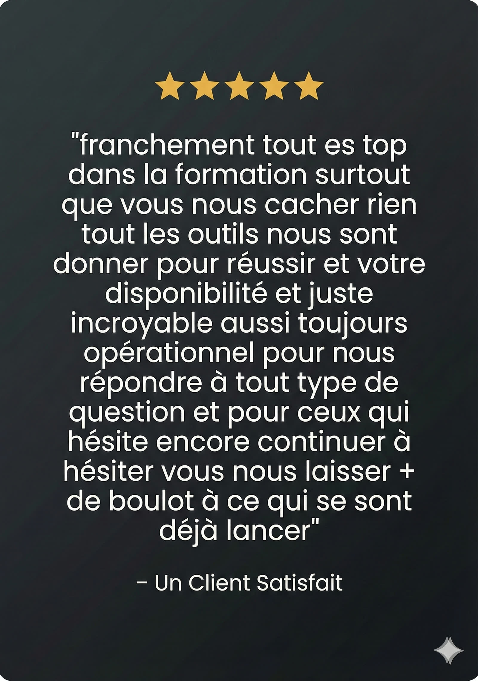 Témoignage 5★ — disponibilité