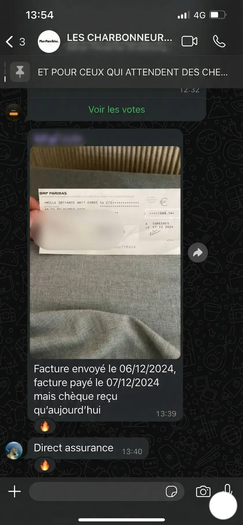 Chèque BNP Direct assurance